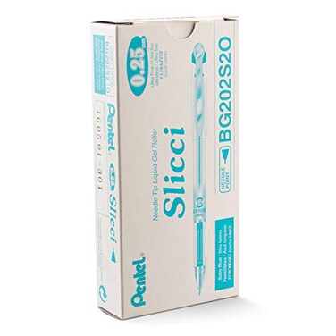 Pentel Arts Slicci 025 mm Extra Fine Gel Pen Baby Blue Ink Box of 12 BG202S2