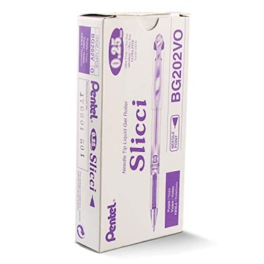 Pentel Arts Slicci 025 mm Extra Fine Gel Pen Violet Ink Box of 12 BG202V