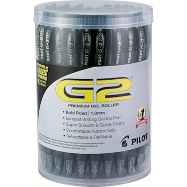 Pilot G2 Premium Gel Pens Black Pens Bold Point 1 mm Black Ink Tub of 48