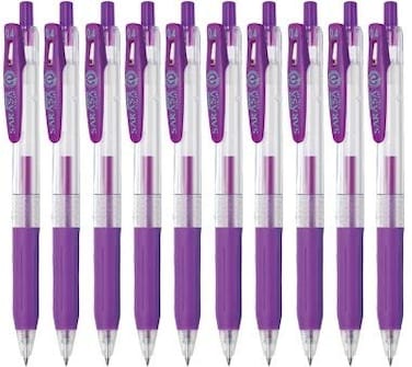 Zebra Pen Zebra Sarasa Clip 04 Retractable Gel Ink Pen Rubber Grip 04mm Purple Ink Value Set of 10