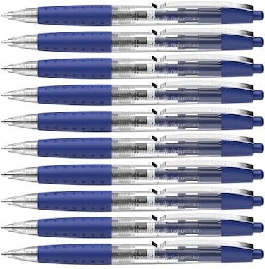 Schneider Gelion Gel Pen Refillable and Retractable Gel Ink 07 mm Transparent Barrel Blue Ink Box of 10 Pens 101003