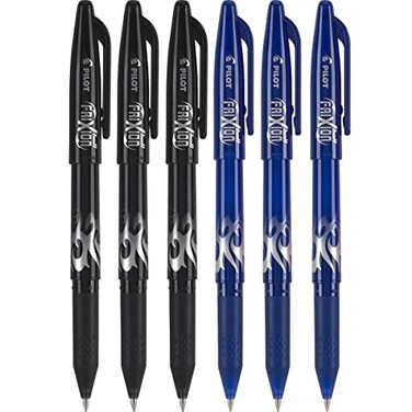 PILOT FriXion Ball 07mm Erasable Gel Pens Fine Point 3 Black Pens 3 Blue Pens 6 PACK