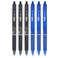 Pilot FriXion Clicker 07mm Erasable Gel Pens Fine Point 6Pack BlackBlue