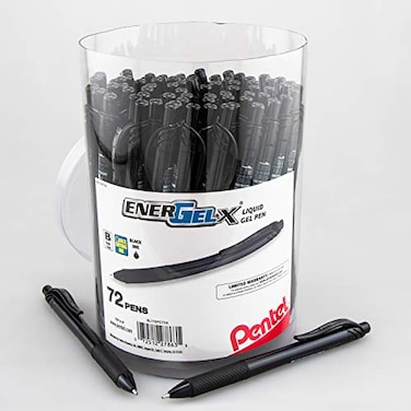 Pentel EnerGelX Retractable Gel Pen 10mm Bold Line Black Ink 72PK Canister BL110PC72A