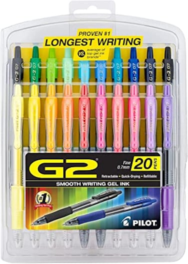 PILOT Pen 16696 G2 Premium Gel Ink Pens Fine Point Assorted Colors 20 Count