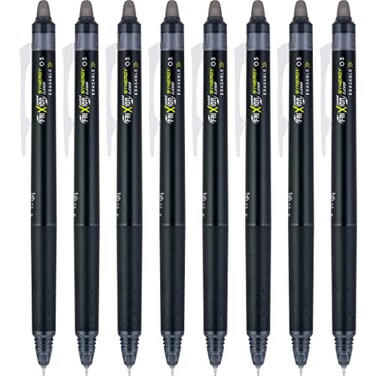 Pilot FriXion Synergy Clicker Erasable Refillable Retractable Gel Ink Pens Extra Fine Point 05 mm Pack of 8 Black FriXion Erasable Pens 05 Ideal for School Office Writing