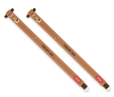 LEGAMI Erasable Gel Pen Honey Bear Thermosensitive Ink 07 mm Tip Diameter 15 cm Length Red ink Pack of 2