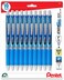 Pentel Energel 05 mm Blue Needle Tip Fine Point Pens Pack of 10 Retractable Liquid Gel Ink Pens