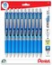 Pentel Energel 05 mm Blue Needle Tip Fine Point Pens Pack of 10 Retractable Liquid Gel Ink Pens
