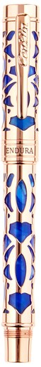 Conklin Endura Deco Crest Rollerball Pen in Blue with Chrome Accents Refillable Rollerball Writing Instrument by Conklin Pen Company