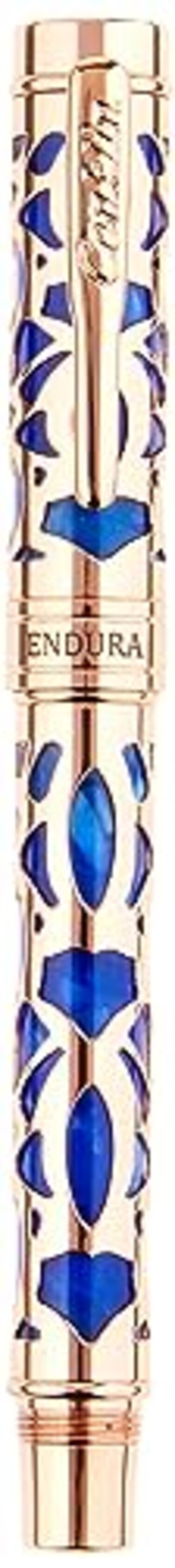 Conklin Endura Deco Crest Rollerball Pen in Blue with Chrome Accents Refillable Rollerball Writing Instrument by Conklin Pen Company