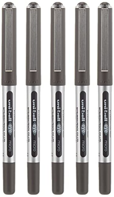 Uni-Ball uniball Eye Micro UB150 Rollerball Pens Black Pack of 5