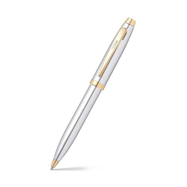 Sheaffer 100 Chrome Ballpoint Pen with Gold Tone Trim