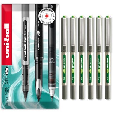 Uni-Ball uniball EYE UB157E Rollerball Pens 07mm Nib Light Green Pack of 6 In Envelope Gift Packaging