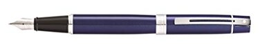 Sheaffer 300 Glossy Blue Lacquer Fountain Pen with ChromePlated Trim and Fine Nib