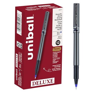 Uni-Ball uniball Deluxe Micro Point Roller Ball Pens Blue 60027