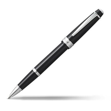 Cross Bailey Light Glossy Black Resin Rollerball Pen Professional Pen for Effortless Writing Journaling NoteTaking More Black Ink Easy Handling Includes Gift Box