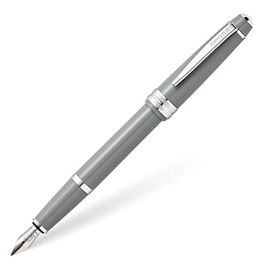 Cross Bailey Light Polished Gray Resin Fountain Pen with Fine Nib