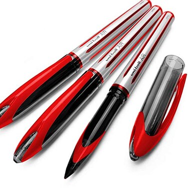 Uni-Ball uniball Air 07mm Medium Rollerball 3 Pack Red Uba188L