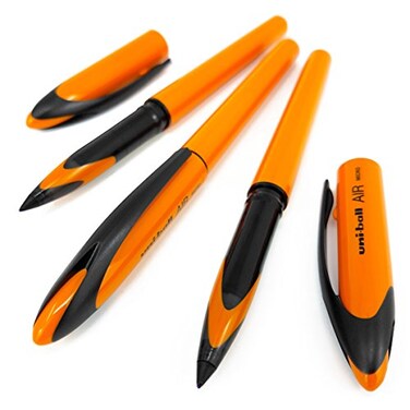 AIR Micro UniBall 05mm Fine Rollerball Blue Ink Orange Barrel 6 Pack