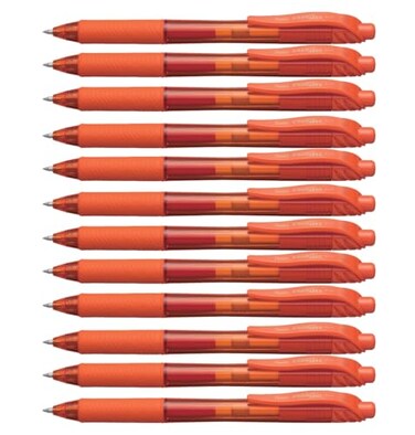 Pentel EnerGelX Retractable Liquid Gel Pen 07mm Metal Tip Orange Ink Box of 12 BL107F