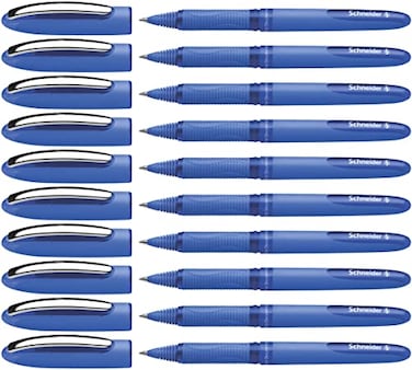 Schneider One Hybrid C Rollerball Pen 05 mm Hybrid Conical Tip Light Blue Barrel Blue Ink Box of 10 Pens 183203