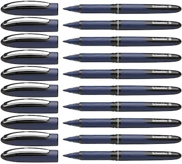 Schneider One Business Rollerball Pen 06 mm UltraSmooth Tip Blue Barrel Black Ink Box of 10 Pens 183001