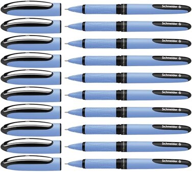 Schneider One Hybrid N Rollerball Pen 03 mm Hybrid Needle Tip Light Blue Barrel Black Ink Box of 10 Pens 183401