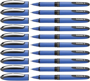 Schneider One Hybrid C Rollerball Pen 05 mm Hybrid Conical Tip Light Blue Barrel Black Ink Box of 10 Pens 183201