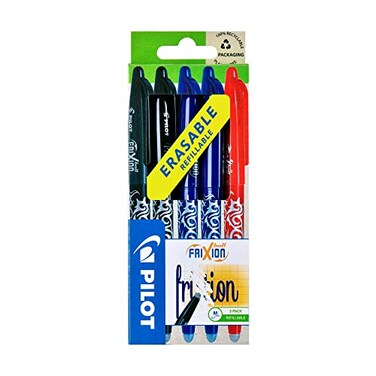 Pilot Frixion Erasable Rollerball 07 mm Pack of 5 2 Black2 Blue1 Red