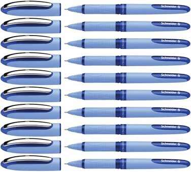 Schneider One Hybrid N Rollerball Pen 03 mm Hybrid Needle Tip Light Blue Barrel Blue Ink Box of 10 Pens 183403