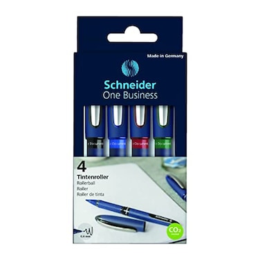 Schneider Stride 183094 One Business Rollerball Pen Stick Fine 06 Mm Assorted Ink And Barrel Colors 4pack