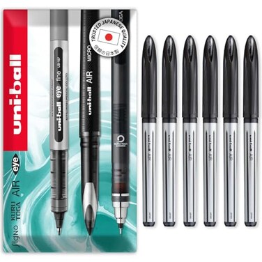 Uni-Ball UniBall AIR 07mm Medium Rollerball 6 Pack Black UBA188L