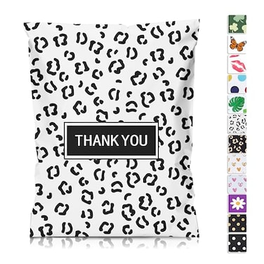 JinRuiKJ Black Leopard Printed Poly Mailer 10x13 100 Pack Shipping Bags for Clothing Strong Thick and Self Adhesive Mailing Bags Cute Packaging Bags for Small Business