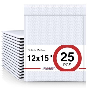 Fuxury Bubble Mailers 12x15 White Padded Envelopes 25 Pack large bubble mailer Strong Adhesion Padded MailerSelfSeal Bubble Envelope for Mailing Small BusinessMagazine Clothing