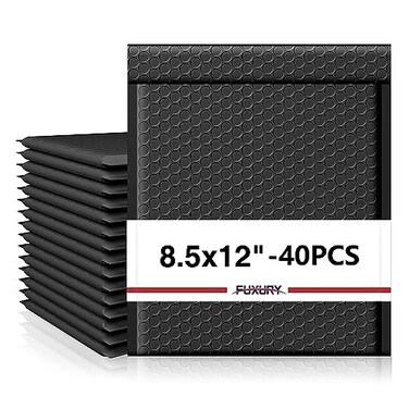 Fuxury Black Bubble Mailers 85x12 40 Pack Padded Envelopes 2 Opaque Bubble Mailer Usable Size 85x11 Thick Padded Mailers for Small Business Mailing Books Clothes Makeup Supplies