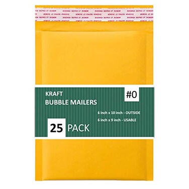 Sales4Less 0 6X10 Kraft Bubble Mailers Padded Shipping Envelopes Self Seal Pack of 25 Gold