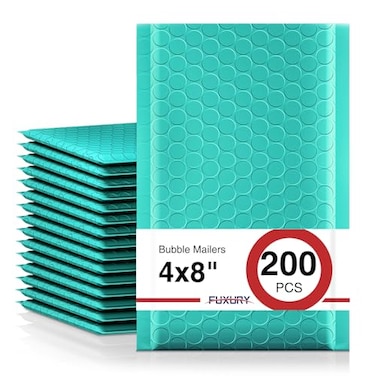 Fuxury Bubble Mailers 4x8 Inch Teal 200 Pack Padded Envelopes Usable Size 4x7 Thick Mailing Envelopes Bubble Opaque Padded Mailers Shipping Bags for Mailing Jewelry Makeup Small Business000