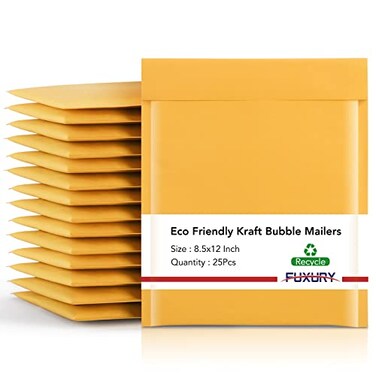 Fuxury Kraft Bubble Mailers 85x12 Inch 25 Pack Strong Adhesion Padded Envelopes 2Self Seal Bubble Envelopes Padded MailersBook Mailer Packaging for Small BusinessYellow