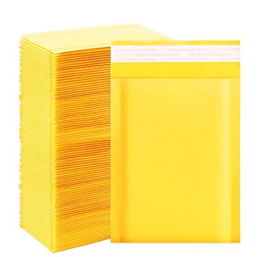 DaSen Kraft bubble mailers 4x7 Inch 100 PackSelfSealing Paper Envelopes for PackagingStrong Adhesion Envelope Mailers Small Waterproof Cushioned Padded Shipping Bags Yellow 000