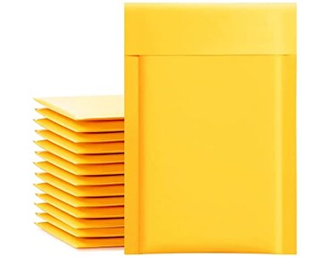 packbabol Kraft Bubble Mailers 4x8 Inch 50 PcsSmall SelfSealing Mail Shipping BagsYellow Padded Envelopes 000