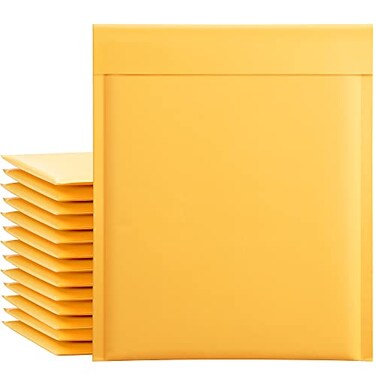 UCGOU Kraft Bubble Mailers 85x12 Inch 25 Pack Usable Size 85x11 Inch Yellow Padded Envelopes 2 Medium Mailing Packages Self Sealing Tear Resistant Boutique Bulk Shipping Bags for Makeup Supplies