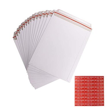 zmybcpack 50 Pack 9X12 inch Self Seal Photo Document Mailers Stay Flat White Cardboard Envelopes White Photography Mailersfor CD Photos Document