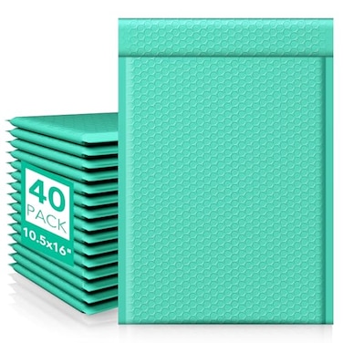 Fuxury Large Bubble Mailers 105x16 40 Pack Thick Padded Envelopes Opaque Mailing Envelopes Bubble Padded Mailers Shipping Bags for Packaging 5 Teal