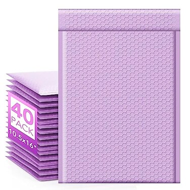 Fuxury Large Bubble Mailers 105x16 40 Pack Self Seal Padded Envelopes Waterproof Mailing Envelopes Bubble Padded Mailers for Packaging Small Business 5 Lavender