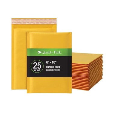 Quality Park Bubble Mailers 6 x 9 Inch Kraft Padded Envelopes Durable Brown Shipping Envelopes Self Seal Closure 25 Per Box QUA95001