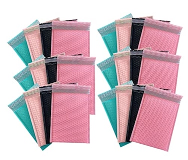 YYaaloa Small Poly Bubble Lined Mailers Padded 24 Pack 5x7 Inches 4 Colors Pink Green Black Light Pink Shipping Envelopes Self Seal Mailer Waterproof Shockproof and Dustproof 4 color 5x7 Inches24pcs