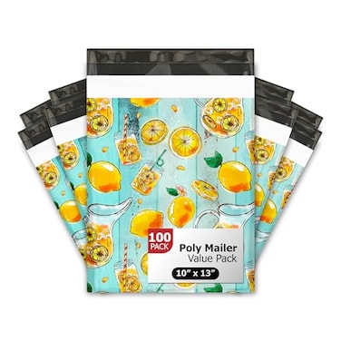 Pro Supply Global 10x13 100 Lemonade Designer Poly Mailers Waterproof Self Sealing Tear Resistant Polymailers Shipping Envelopes Premium Printed Bags For Small Businesses