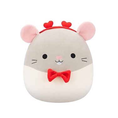 Squishmallows Original 14in Rusty The Grey Rat with Heart Headband and Bowtie Official Jazwares Plush Large