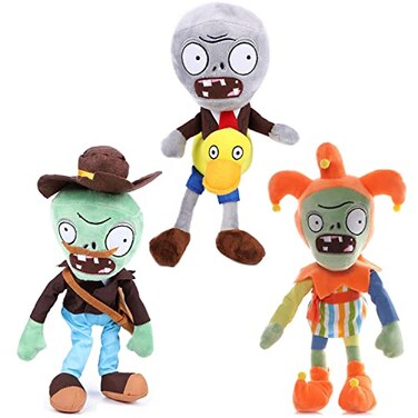 JHESAO 3 PCS Plants and Jester Plush Zombie Sets Toy Postman 1 2 Stuffed Soft Jester Zombie Doll Duck Zombies PVZ Plush Figure Doll New